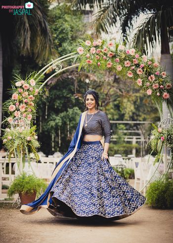 Photo of Minimal and simple mehendi lehenga in blue
