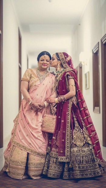 Deep maroon bridal lehenga in velvet