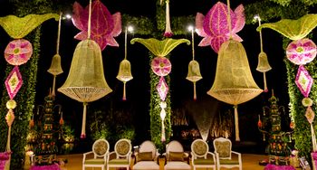 Green and Pink Hanging Lotus Decor