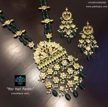 Raani haar with polki and emeralds