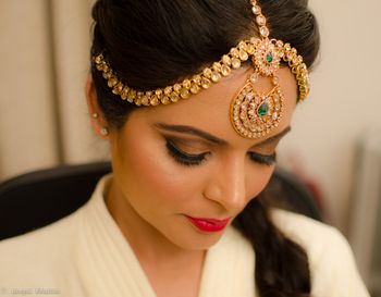 Gold Mathapatti with Emerald Drops