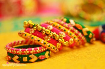Gota Pink and Green Bangles