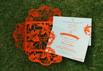 red laser cut invites