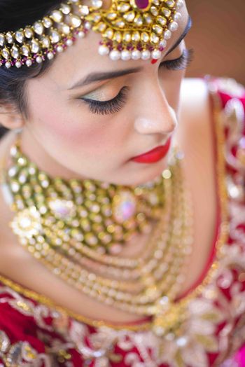 Polki Mathapatti with Ruby Drops and Pearl Drops