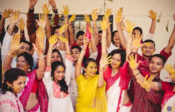 Fun Bridal party haldi photo