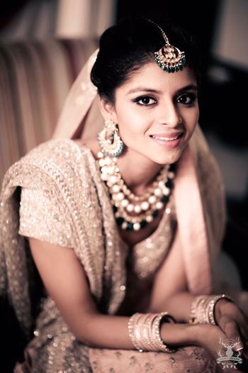 Vintage bridal portrait in sepia tone