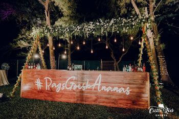 Photo of Bar setup with the wedding hashtag