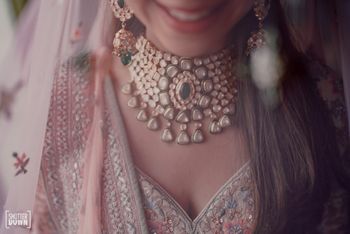 Photo of heavy polki bridal necklace shot