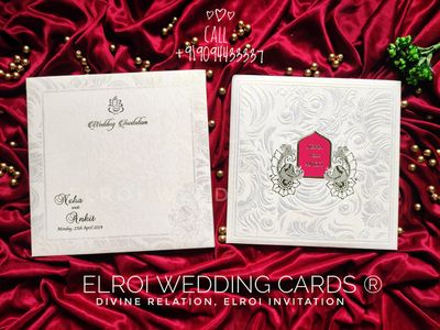 Spl Embossed Padding invitation | Card & Cover Watermark print and Gold foil Emboss, Two inserts two color text print.