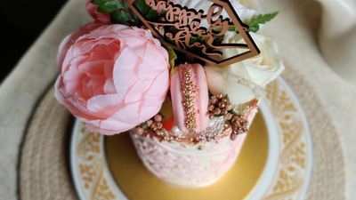 Heritage Stenciled Engagement Cake