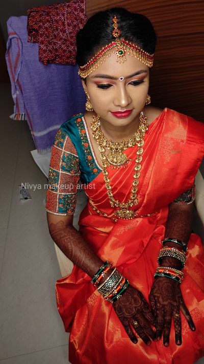 Muhurtham makeup for dusky bride