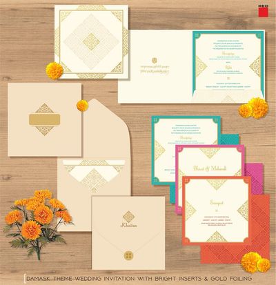 Damask Theme Wedding Card
