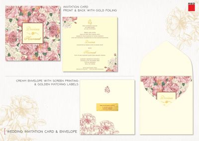 Pink Floral Single Insert Wedding Card