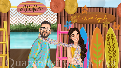 Caricature Beach Wedding Invite - Goa 