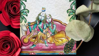 Pastelwand Invites - Watercolour Radha Krishna Invites