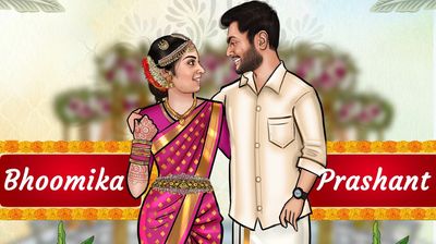 South Indian Wedding Caricature Invitation