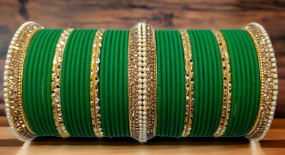 Khannak Green Zircon and Pearl Bangle set