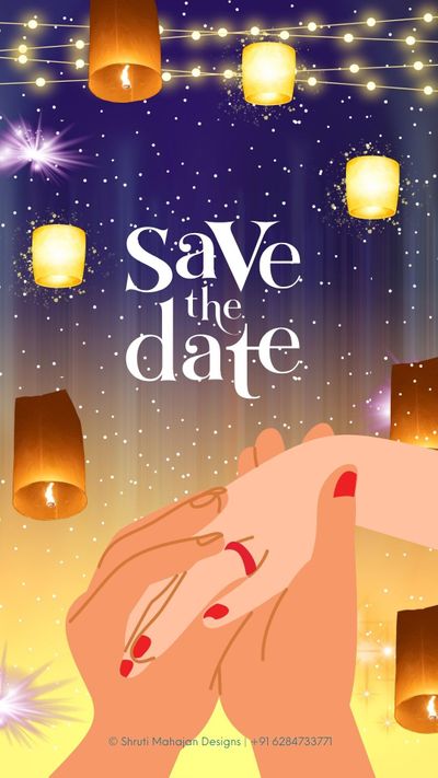 Holding hands laltane save the date invite
