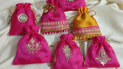 Silk Embroidered Wedding Favour Potli Bags