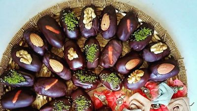 CHOCOLATE COATED DATES With STUFFED NUTS
