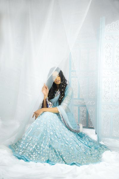 Photo of sky blue lehenga