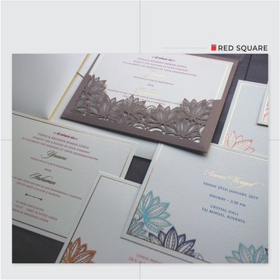 Laser-cut Lotus Wedding Invitation