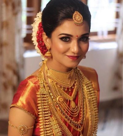 gold nd red South Indian look 