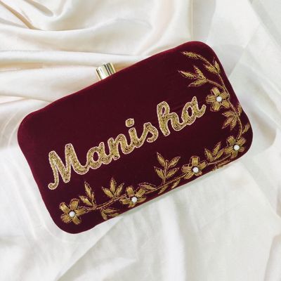 Embroidery Name Clutch