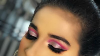 pink and silver cut crease 
