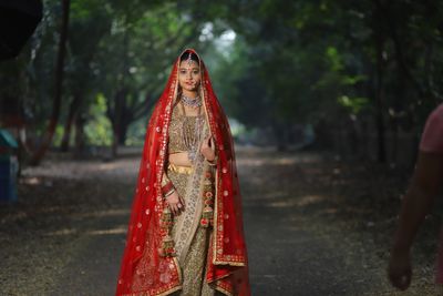 Exclusive Hand crafted Golden Bridal Lehenga