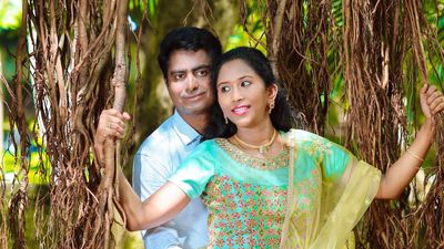 Nivetha With Chowdhary  Post-Wedding outdoor shot