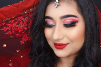 red bridal double cut crease 