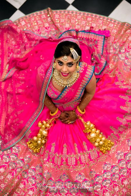 Stunning bridal neon and hot pink lehenga for wedding 