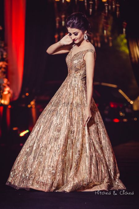 Gold sleeveless cocktail gown
