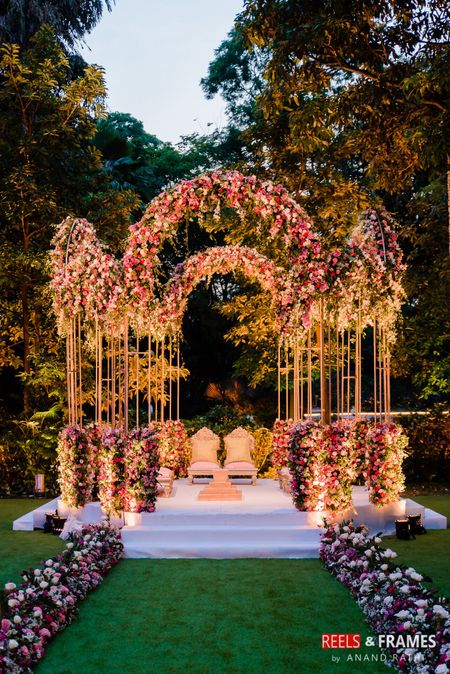 Photo of Floral decor mandap idea with open sides and above