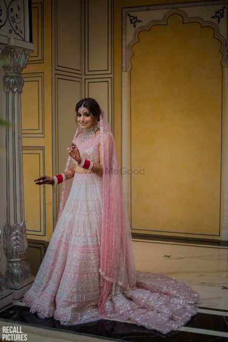 Stunning pink and silver bridal lehenga for wedding 