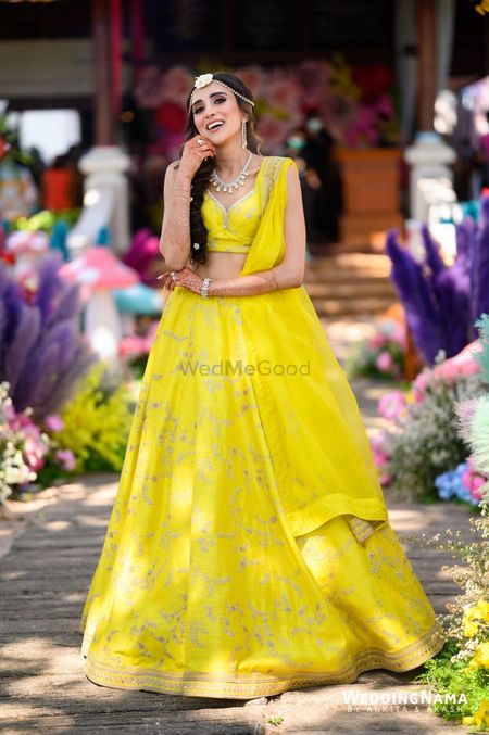 Women's Yellow Lehenga Choli (3pcs set) - Label Shaurya Sanadhya | Yellow  lehenga, Lehenga choli, Party wear lehenga