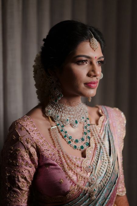 Photo of South Indian bride in a diamond jewellery set