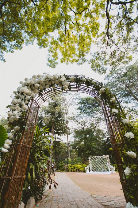 Photo of Floral entranceway with white roses