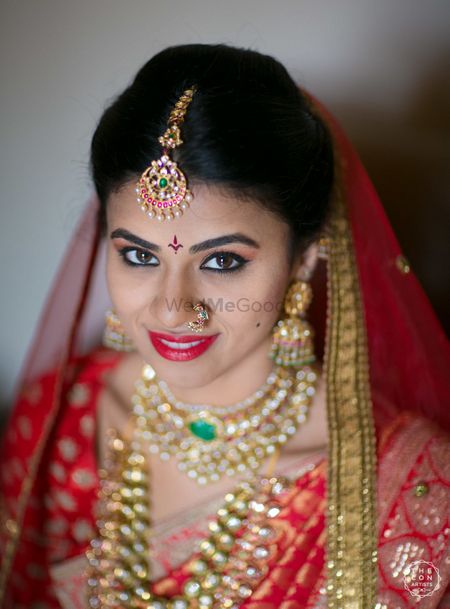 South Indian bridal look and jewellery in red 
