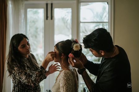 Photo of bride getting ready shot