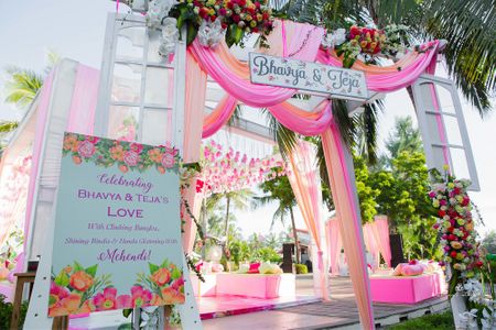 Pink theme entrance decor with personal elements 