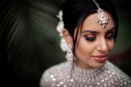 Close up shot of bride from her engagement