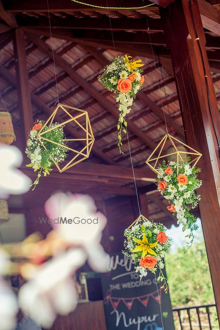 Photo of Floral arrangements in geometric cubes