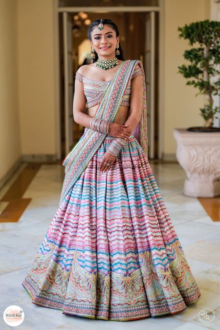 Off beat multicolored bridal lehenga for the wedding day