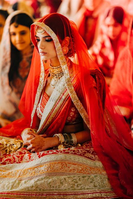 Bridal portrait clicked during Anand Karaj 