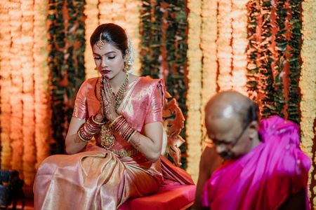 South Indian bride in an offbeat saree
