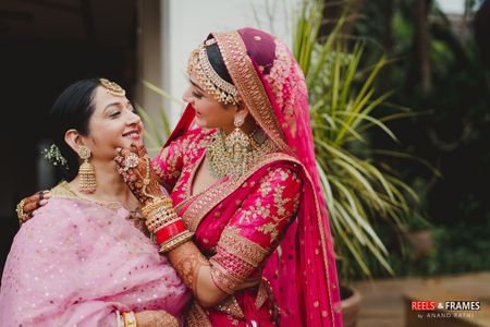 Cute bridal portrait with her mother