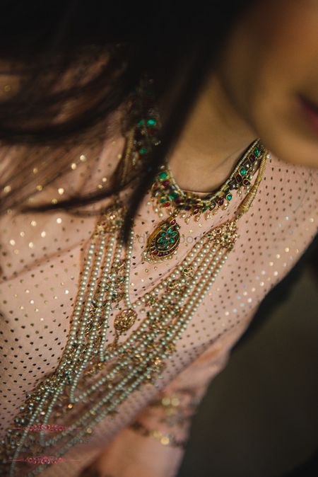 Photo of Layered bridal necklace with pearl satlada
