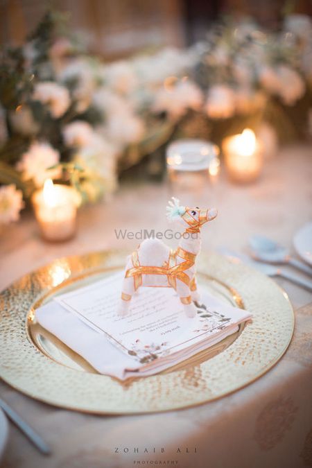 Unique favour ideas for guests with gift on table